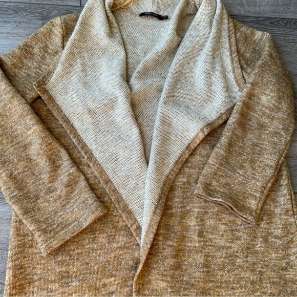Doe & Rae Tan Waterfall Open Front Cardigan Jacket - Picture 5 of 15